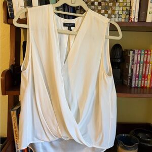 Rag & Bone Cream Silk Sleeveless Wrap Blouse